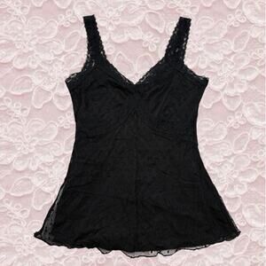 L8er Clothing Womens Size M Black Lace Tank Top y2k